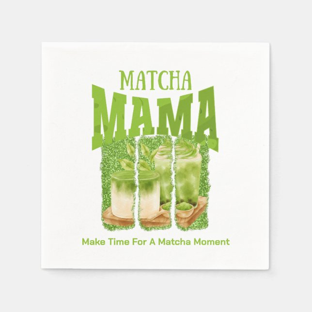 Servilleta De Papel MATCHA MAMA Green Tea Purpurina Mom Gift Cafecore (Anverso)
