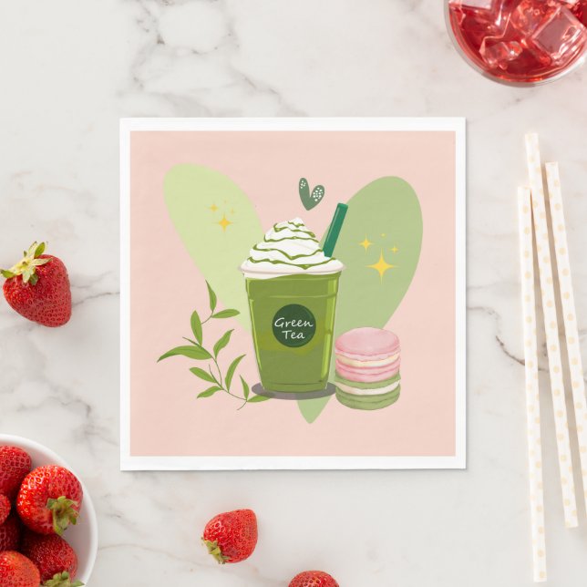 Servilleta De Papel Matcha y Macarons (In situ)