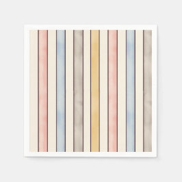 Servilleta De Papel Matching, Subdued Pink, Yellow and Blue Stripes