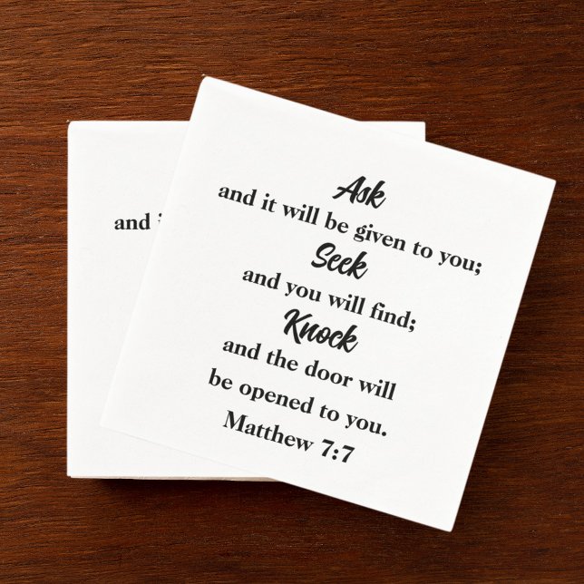 Servilleta De Papel Mateo 7:7 Biblia Verse Church (Subido por el creador)
