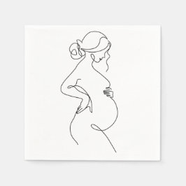 Servilleta De Papel Maternal Elegance: Pregnant Women Line Art