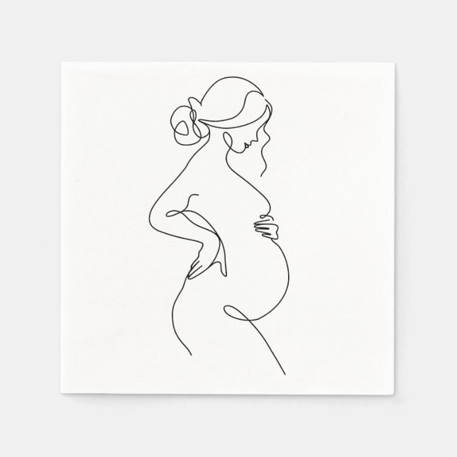 Servilleta De Papel Maternal Elegance: Pregnant Women Line Art (Anverso)