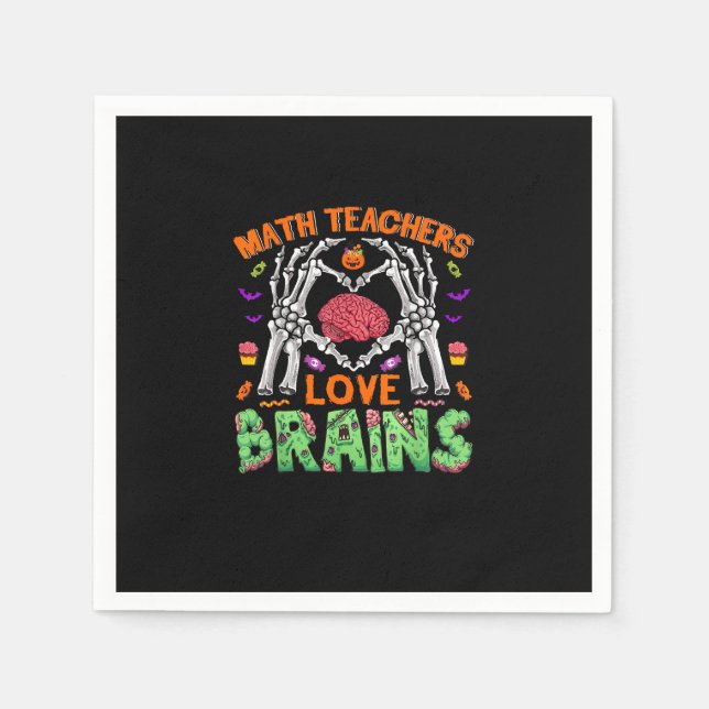 Servilleta De Papel Math Brain Heart Skeleton Hand Zombie Halloween (Anverso)