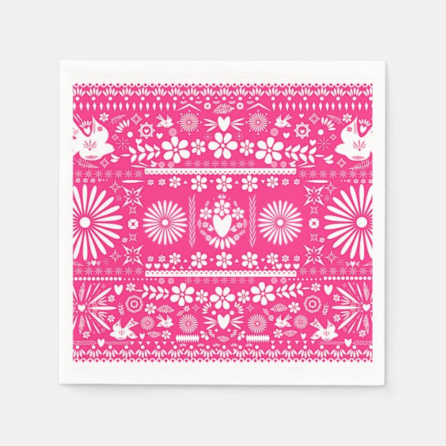 Servilleta De Papel Matrimonio de Bodas rosados en picado mexicano (Anverso)