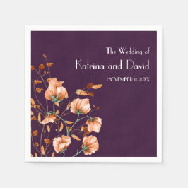 Servilleta De Papel Matrimonio de caída floral de simple Naranja morad