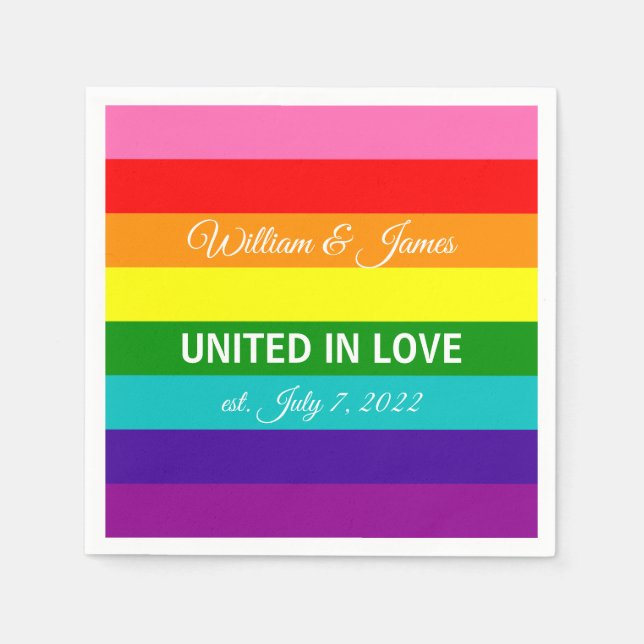 Servilleta De Papel Matrimonio gay LGBT Bandera Arcoiris Original (Anverso)