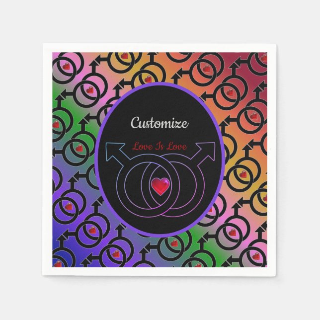 Servilleta De Papel Matrimonio gay Nápoles de papel arcoiris personali (Anverso)