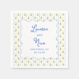 Servilleta De Papel Matrimonio personalizado Amalfi azul y amarillo li