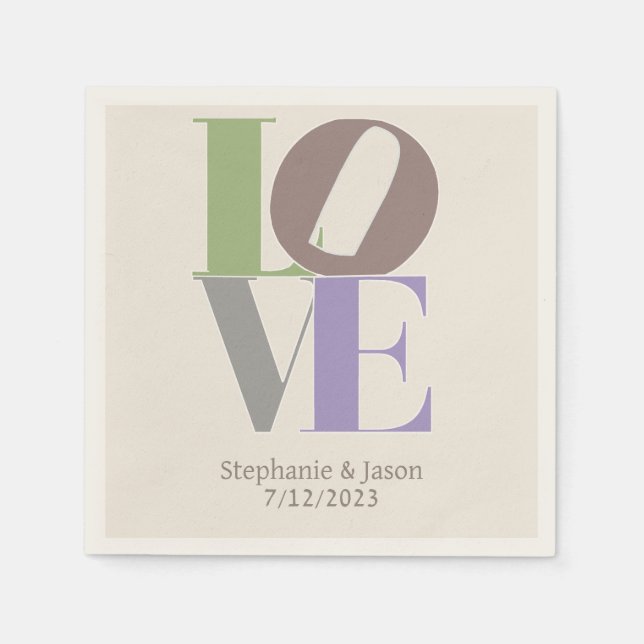 Servilleta De Papel Matrimonio personalizado de amor moderno (Anverso)