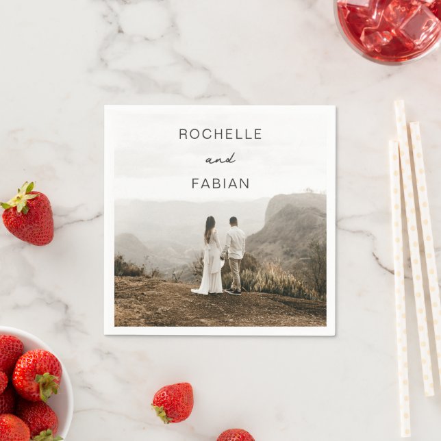 Servilleta De Papel Matrimonio simple con fotografía elegante (In situ)