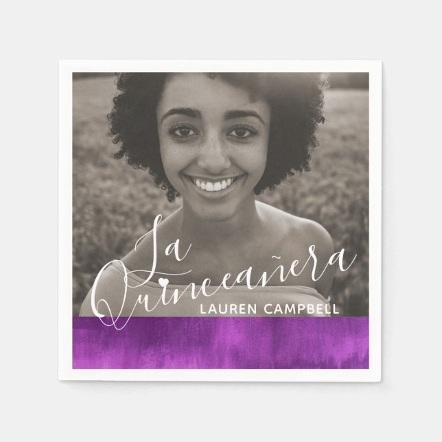 Servilleta De Papel Mauche rosa arte moderno La Quinceañera foto (Anverso)