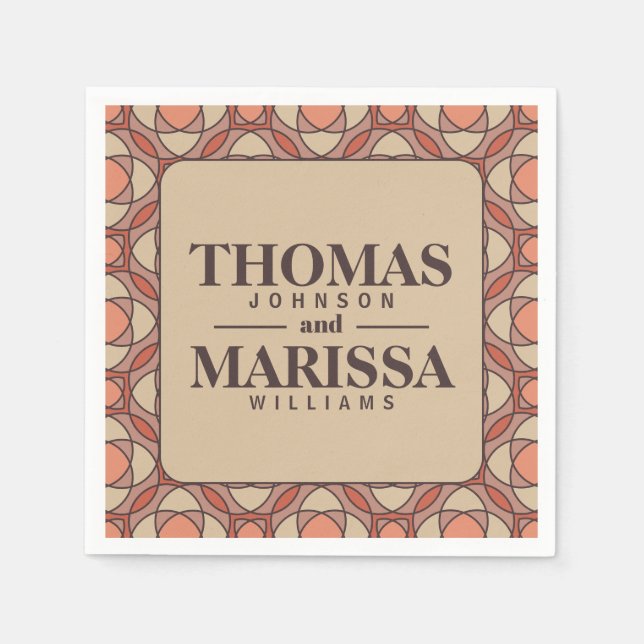 Servilleta De Papel Mauve and Terracotta Art Deco Wedding Paper Napkin (Anverso)