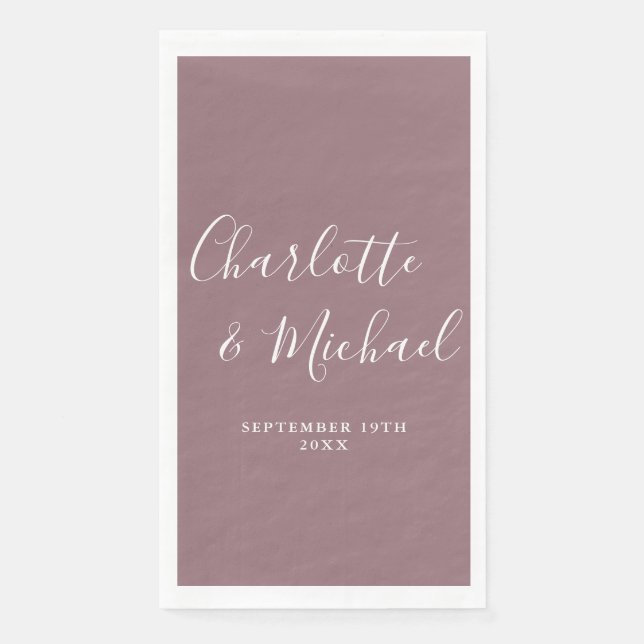 Servilleta De Papel Mauve Elegant Signature Script Boda (Anverso)