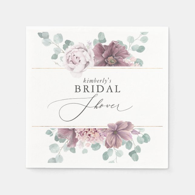 Servilleta De Papel Mauve Floral Baby / Bridal Shower (Anverso)