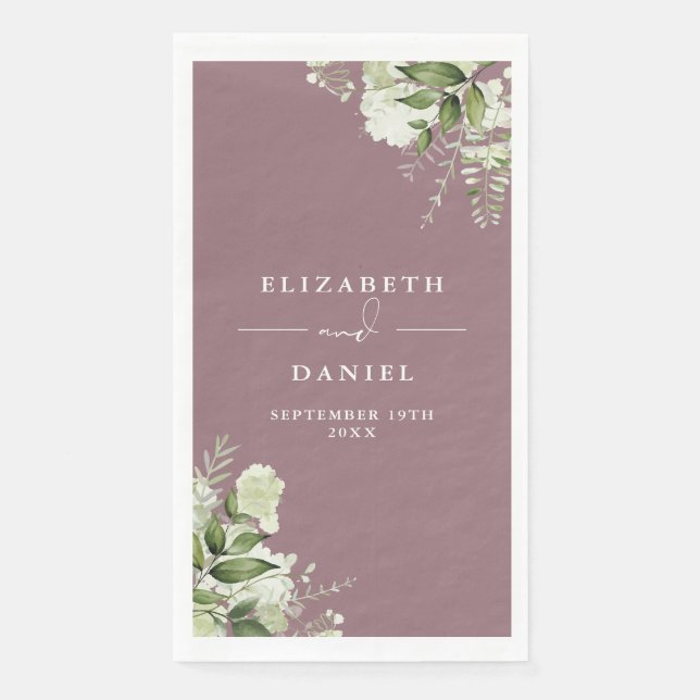 Servilleta De Papel Mauve Greenery Floral Elegante Boda (Anverso)
