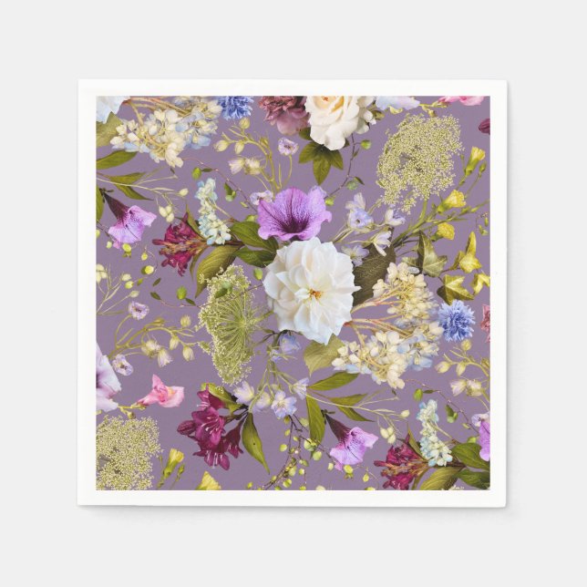 Servilleta De Papel Mauve Purple Boda Real Floral (Anverso)