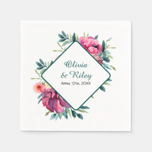 Servilleta De Papel Mauve y Burgundy Floral Boda