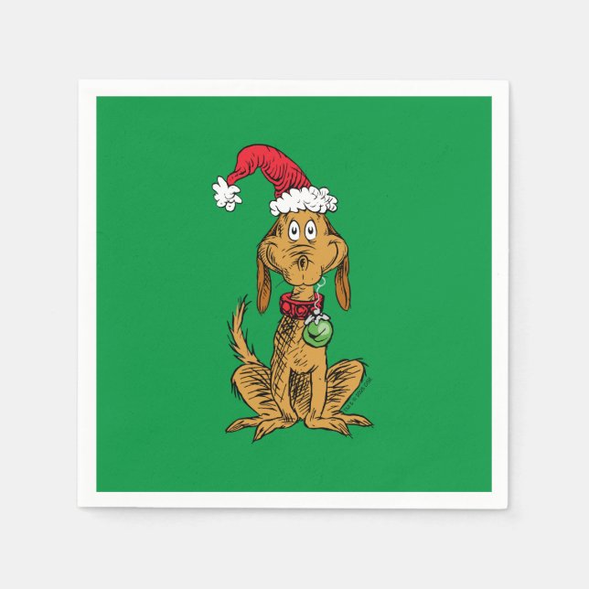 Servilleta De Papel Max el perro con sombrero de Santa (Anverso)