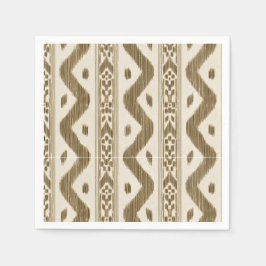 Servilleta De Papel Maya Ikat marrón sobre crema, barra cálida