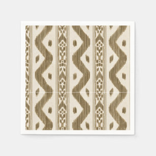 Servilleta De Papel Maya Ikat marrón sobre crema, barra cálida