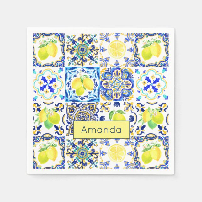 Servilleta De Papel Mayólica mediterránea de verano siciliana (Anverso)