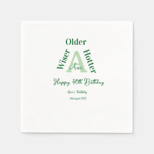 Servilleta De Papel mayor sabia más caliente Feliz cumpleaños 40 verde
