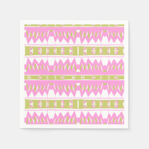 Servilleta De Papel Mazipoodles Patrón Afrofuturista Verde Blanco Rosa
