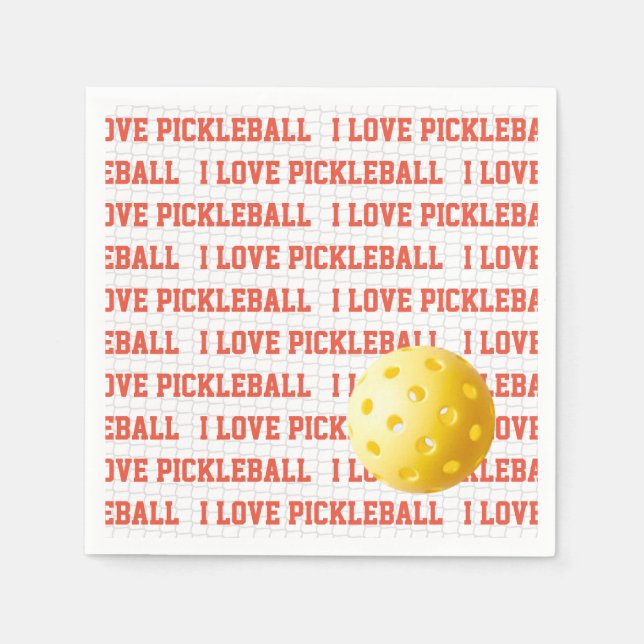 Servilleta De Papel ME ENCANTA PICKLEBALL Sports Fun Yellow Ball Net T (Anverso)
