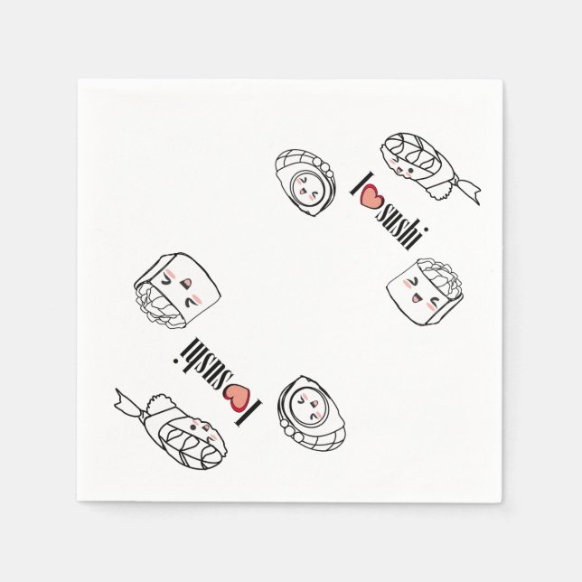 Servilleta De Papel Me encanta Sushi Napkin (Anverso)