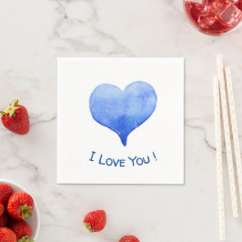 Servilleta De Papel Me Encanta Tu Corazón Azul Cute Valentine