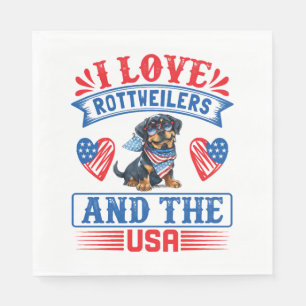 Servilleta De Papel Me encantan los Rottweilers y los Estados Unidos