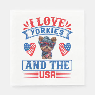 Servilleta De Papel Me encantan los Yorkies y los Estados Unidos 01
