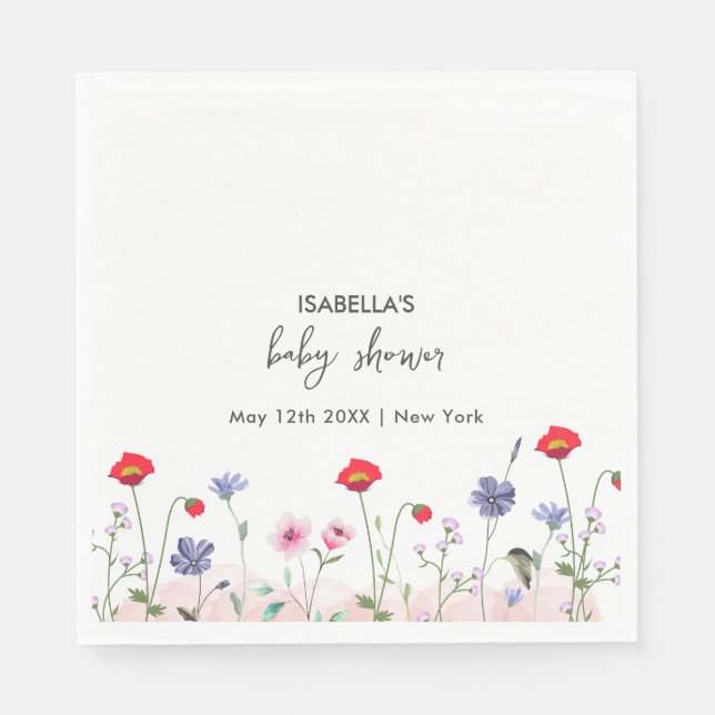 Servilleta De Papel Meadow Summer Wildflower Baby Shower (Anverso)