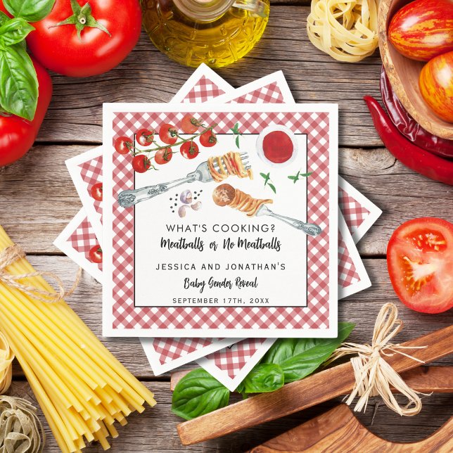 Servilleta De Papel Meatballs Or No Meatballs Gender Reveal Party (Subido por el creador)
