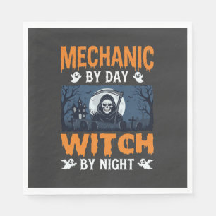 Servilleta De Papel Mecánico de Halloween de Día Bruja de Noche