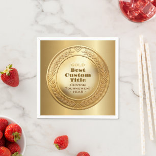 Servilleta De Papel Medalla personalizada 3D realista editable de oro