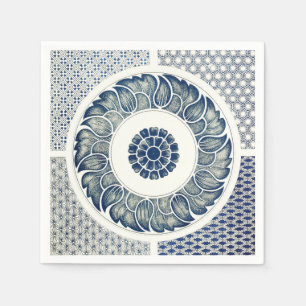 Servilleta De Papel Medallón Chino: Chinoiserie Azul Índigo