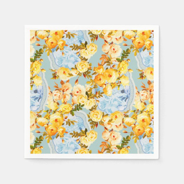 Servilleta De Papel Medallones y Rosas (Anverso)