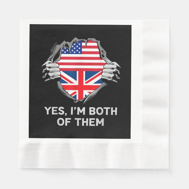 Servilleta De Papel Media estadounidense mitad británica bandera de In (Anverso)