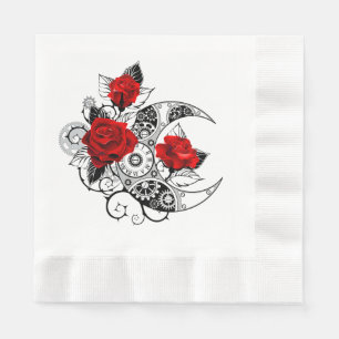 Servilleta De Papel Media luna mecánica con rosas rojas