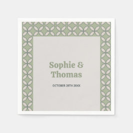 Servilleta De Papel Mediados del Siglo Mod Retro Boda Olive Green