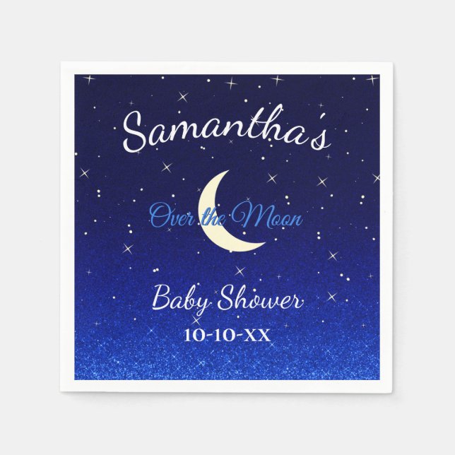 Servilleta De Papel Medianoche azul sobre la luna Baby Shower (Anverso)