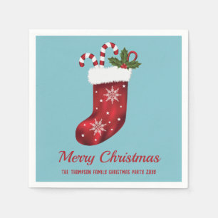 Servilleta De Papel Medias de Navidad Rojas en Azul con Texto Personal
