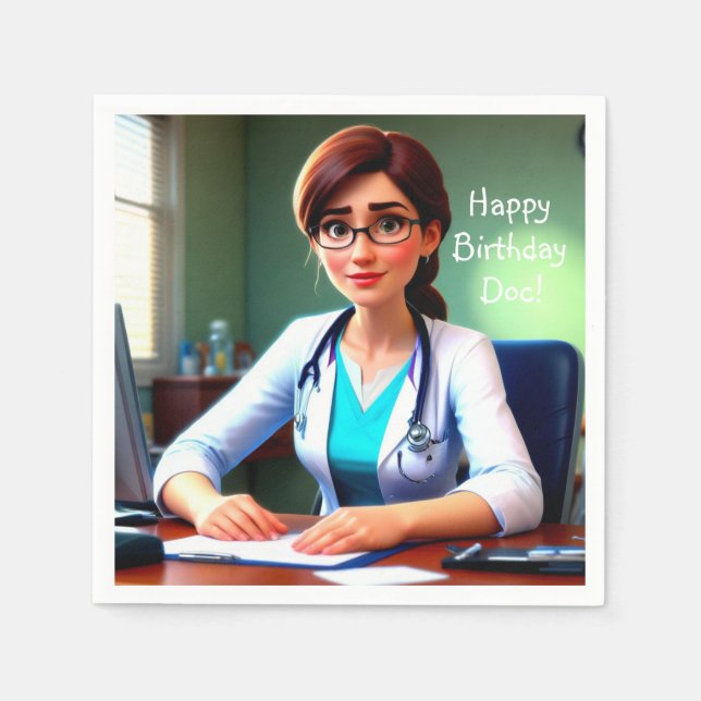 Servilleta De Papel Médica Feliz Cumpleaños (Anverso)