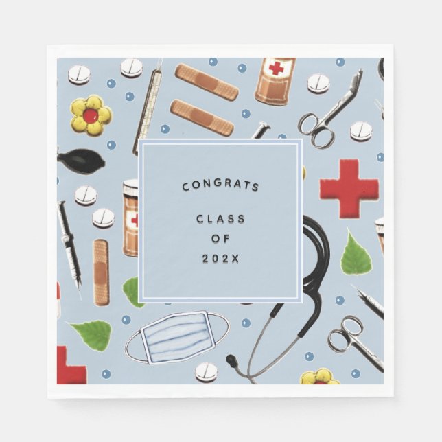 Servilleta De Papel Medical Doctor or Nurse Graduation (Anverso)