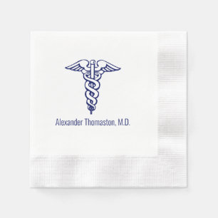 Servilleta De Papel Médico Caduceo Nombre Profesional Azul