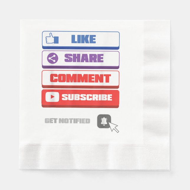 Servilleta De Papel Medios Sociales Me Gusta Compartir Comentar Suscri (Anverso)