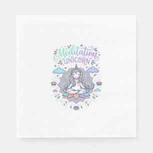 Servilleta De Papel Meditación de Unicornio Unicornio Fondo Blanco Vec