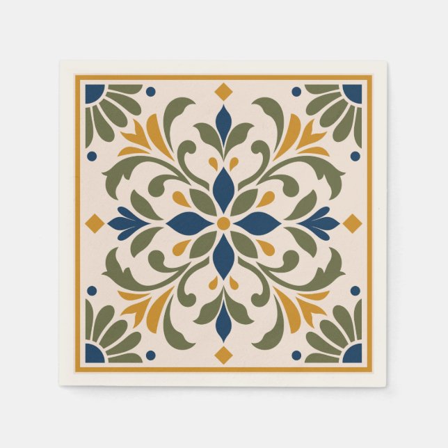 Servilleta De Papel Mediterranean Botanical Tile (Anverso)