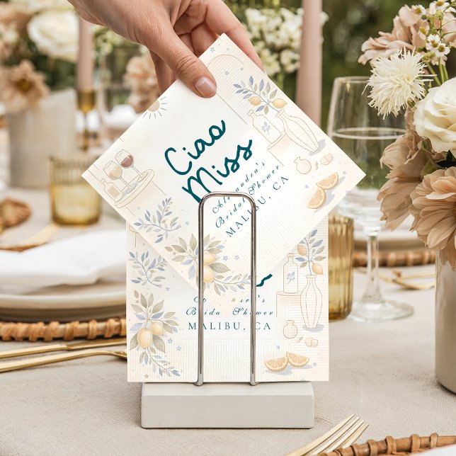 Servilleta De Papel Mediterranean Ciao Miss Bridal Shower (Subido por el creador)